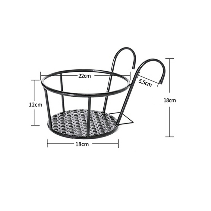 Skorter | Hanging Plant Basket made of Metal – Balcony Planter Pot with Hook for Garden and Terrace
