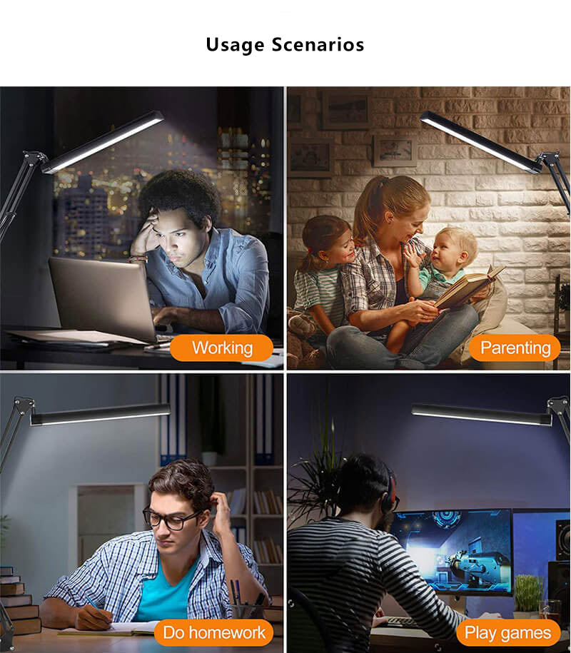 Skorter | LED Foldable Long Arm Clip Eye Protection USB Reading Table Lamp
