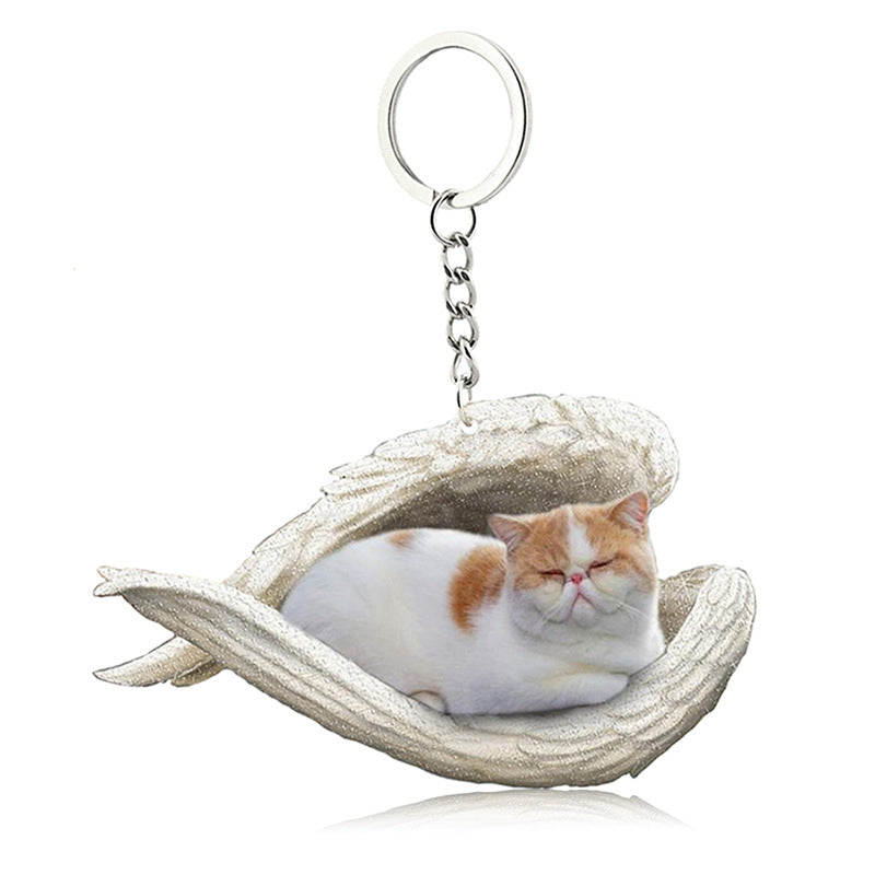 Skorter | Acrylic Cat Angel Keychain