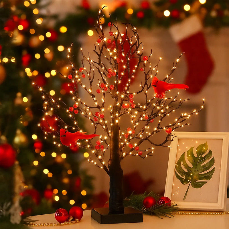 Skorter | Atmospheric Light Tree with Red Birds – Flexible LED Decoration Tree