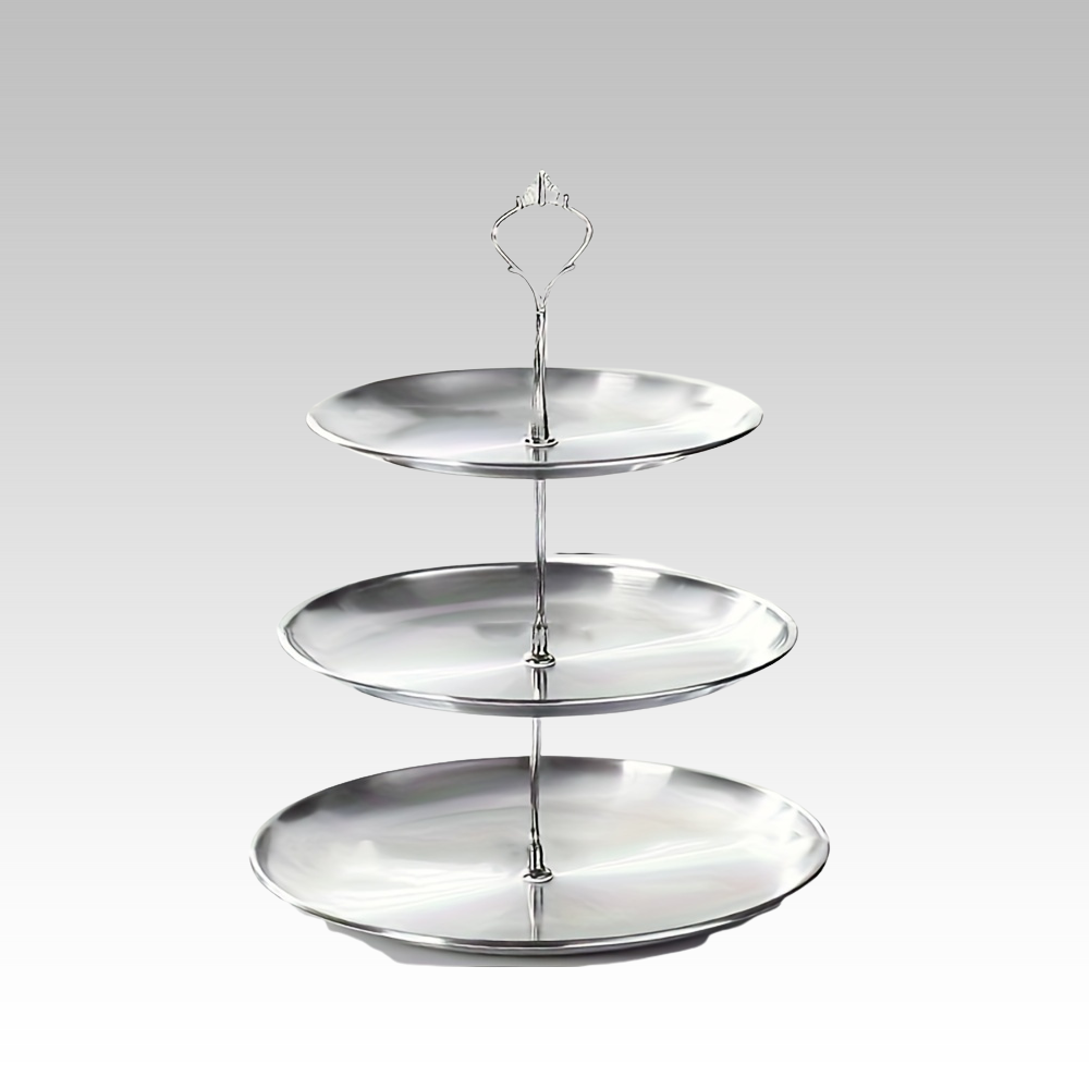Skorter | SteelTower - 3-layer stainless steel cake stand | Serving platter for desserts and fruits