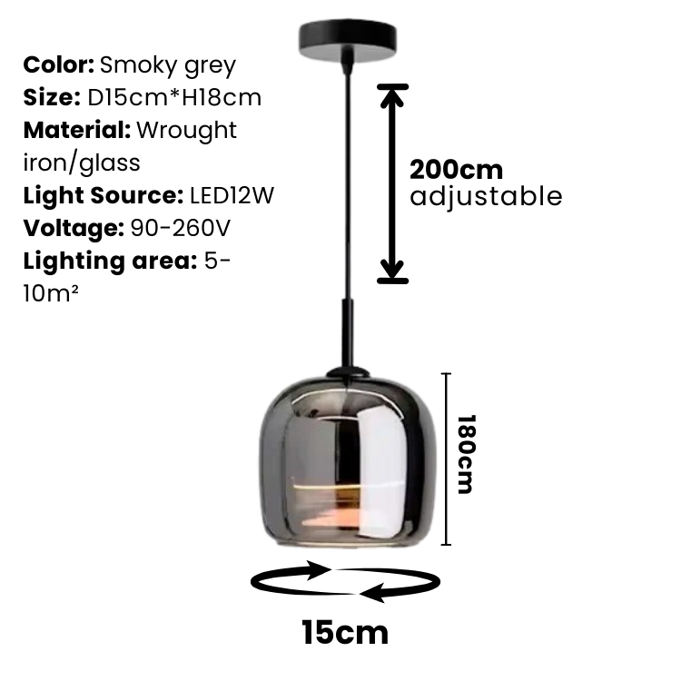 Skorter | Nordic Black Glass Pendant Light Fixture - Modern Hanging Lamp for Kitchen Island & Dining Room