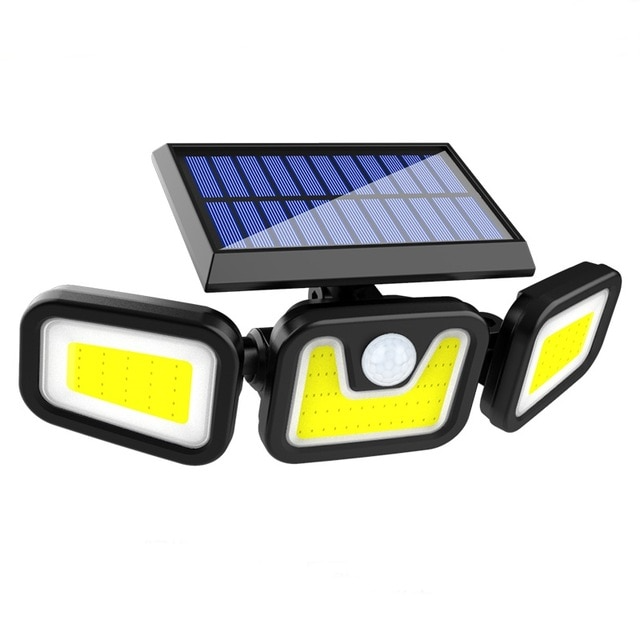 Skorter | Solar LED floodlight with motion sensor – 3-beam outdoor lighting for garden, yard, and garage