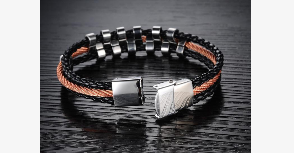 Skorter | Rough Tracks Stainless Steel Men's Bracelet