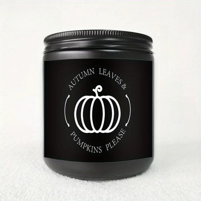 Skorter | Autumn Leaves & Pumpkin Scented Candle - Glass Jar with Lid, Seasonal Aromatherapy Without Electricity