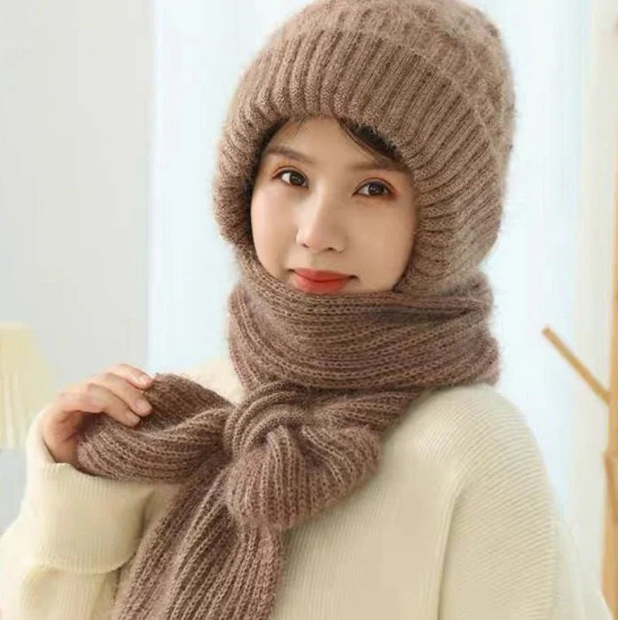 Skorter | Padded And Thick Hood With Scarf, One-Piece Hat, Warm Wind And Snow Hat