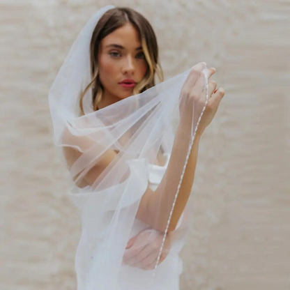 Skorter | Long Bridal Veil Crystal Pearls