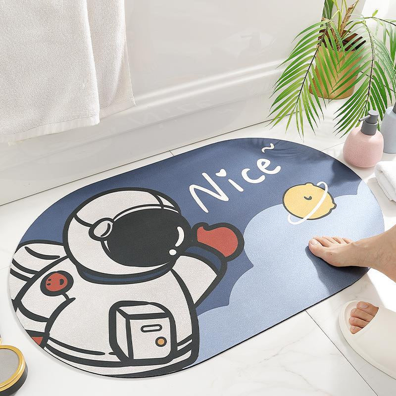 skorter | Cartoon Anti-Slip Bath Mat, Washable Quick Drying Antibacterial Foot Mat