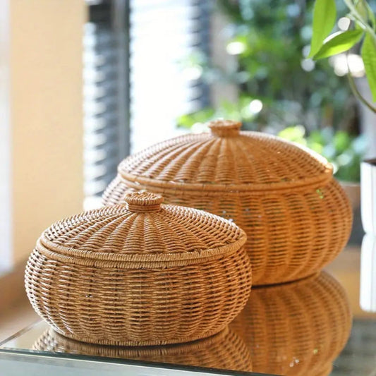 Skorter | Dome-Shaped Knitted Rattan Basket with Lid