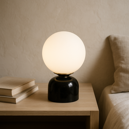Skorter | Marnor | Marble Table Lamp with Glass Shade – Scandinavian Minimalist Design