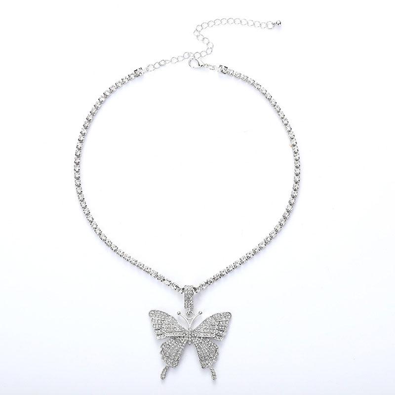 Skorter | Crystal Pave Butterfly Pendant Necklace