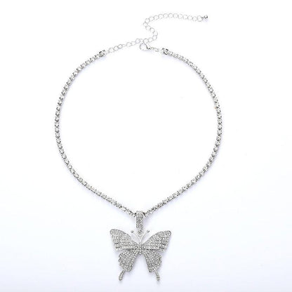 Skorter | Crystal Pave Butterfly Pendant Necklace