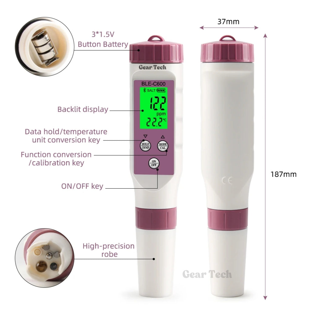 Skorter | Digital Pool Tester – Measuring device for pH and chlorine for easy pH measurement in pool water