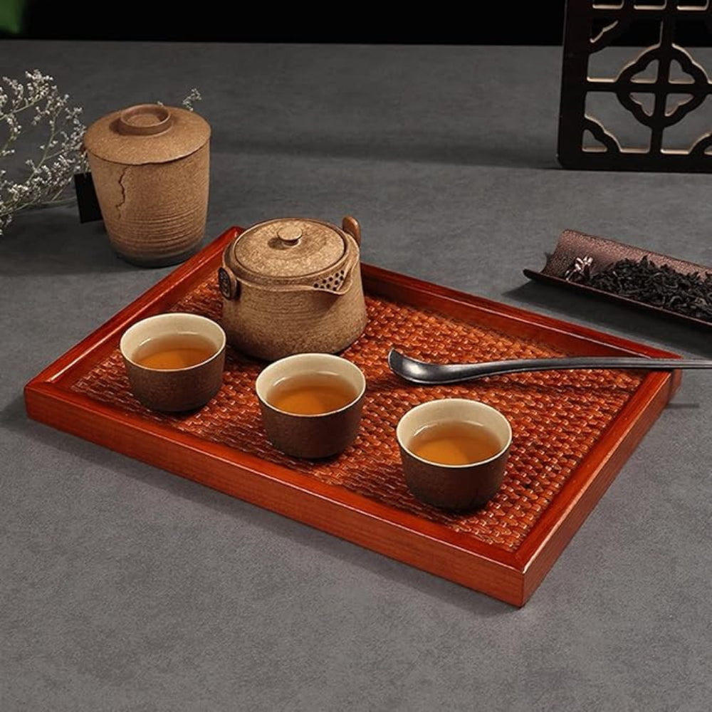 Skorter | Artisanal Rattan Wooden Tea Tray