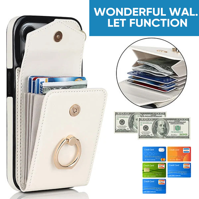 Skorter | Leather Wallet Case with Ring & Lanyard for iPhone