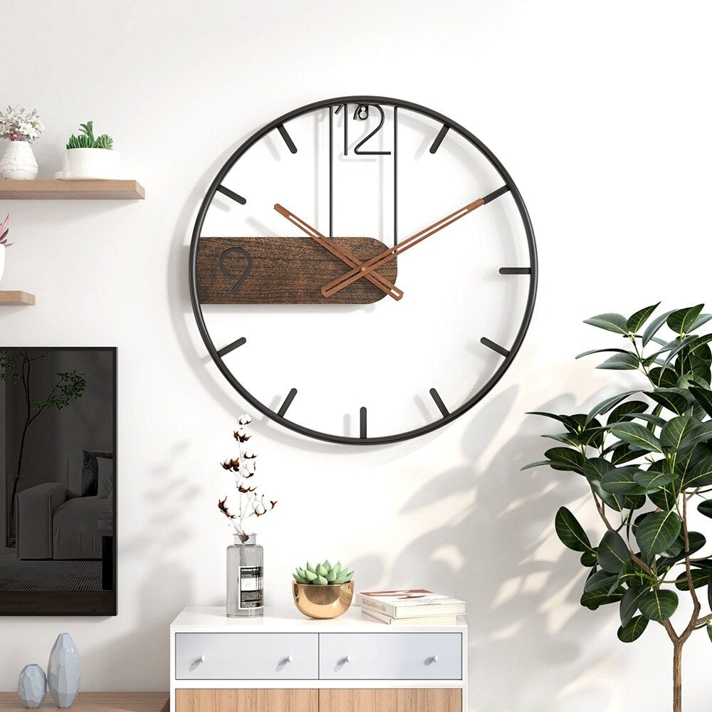 Skorter | Steel-Walnut Wall Clock | Modern Industrial Design with Walnut Wood