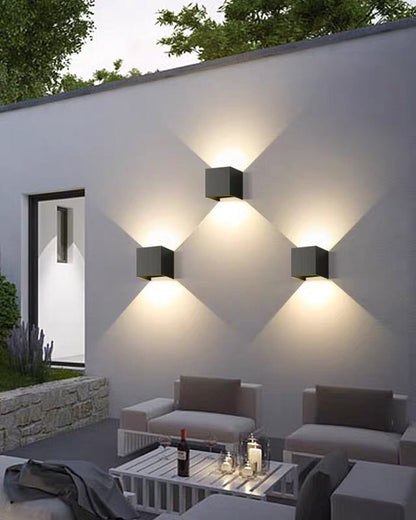 Skorter | LED Outdoor Up Down Wall Light | Waterproof Metal Fixture for Patio. Garden & Entryway Illumination