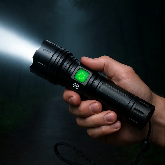 Skorter | 100,000 Lumen Rechargeable LED Flashlight | Waterproof, Impact-Resistant & Ideal for Hiking, Emergencies & Power Outages