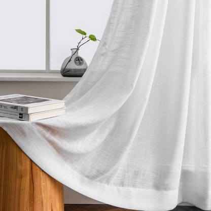 Skorter | Ela Linen Appearance Semi Transparent Curtains Tulle