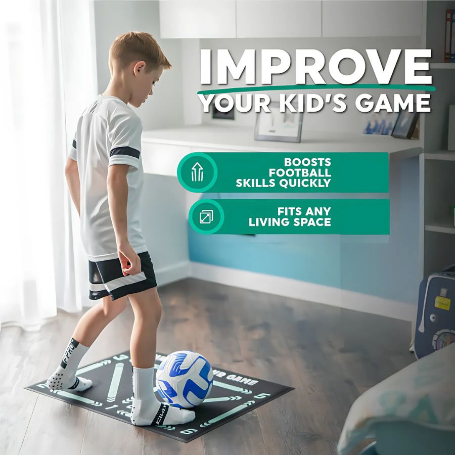 Skorter | Football Pro Training Mat | Anti-Slip, 2x2m Space & Video Program for Skill Enhancement and Home Training