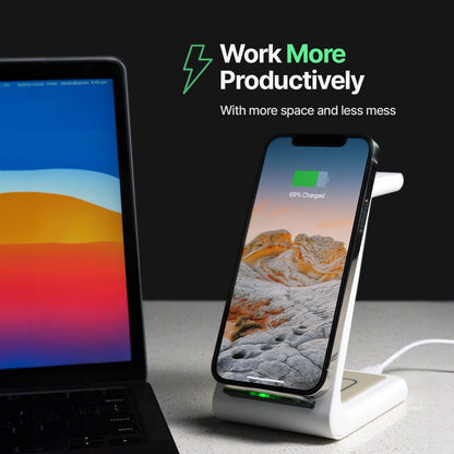 Skorter | 3-in-1 Wireless Charging Station | Apple, Samsung, Watch, AirPods | Fast Charging Solution