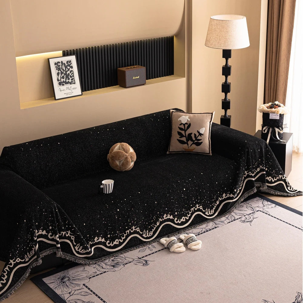 Skorter | Cursive Glittering Chenille Sofa Cover