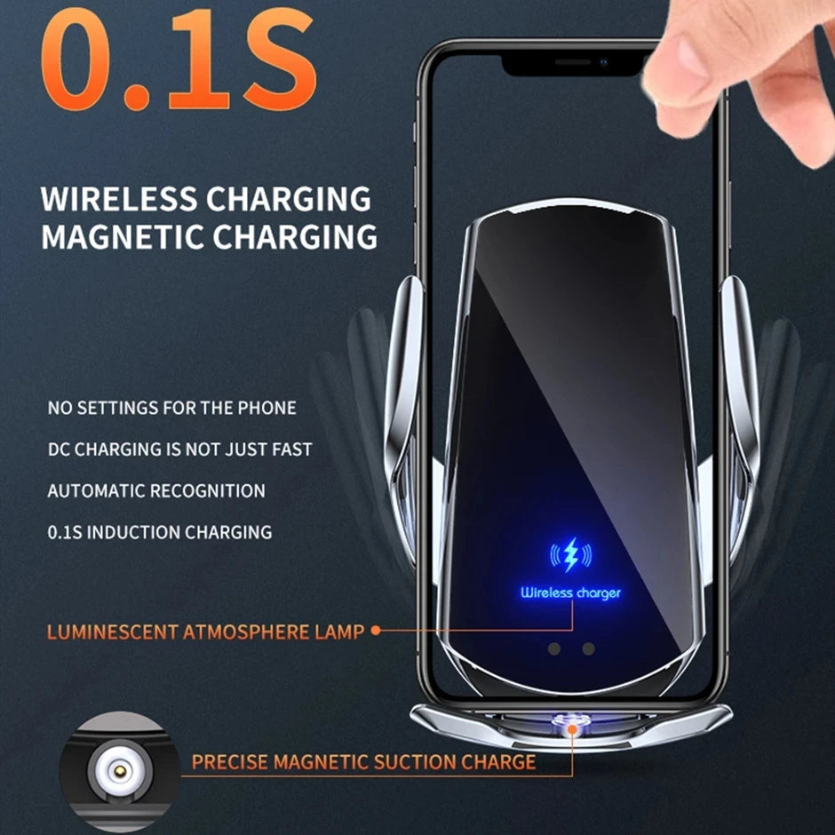 Skorter | 2-in-1 Wireless Car Charger & Phone Holder Automatic Clamping - Fast Charging Secure Universal Compatibility Adjustable & Practical