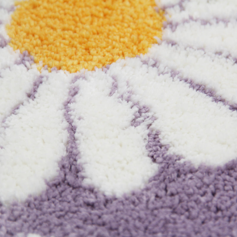 Skorter | Feblilac Sweet Daisy Bath Mat, Purple Flower Carpet Bathroom