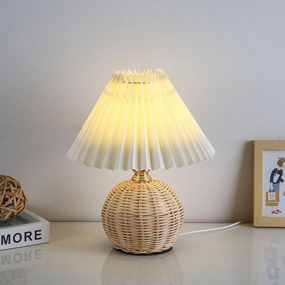 Skorter | Modern Table Lamp with White Pleated Shade