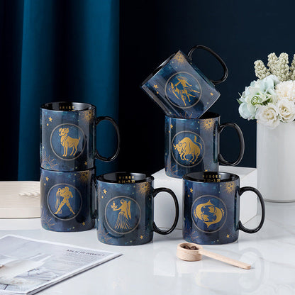 skorter | 12 Zodiac Signs Mug Cobalt Blue Ceramic Coffee Mug