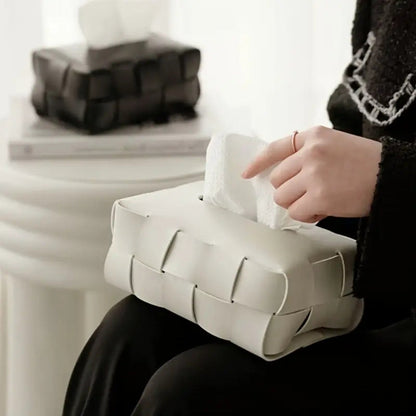 Skorter | Braided Vegan Leather Tissue Holder