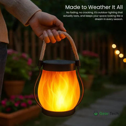 Skorter | Solar-Powered Outdoor Lantern | Realistic Flame Effect, All-Weather Proof & Ideal for Cozy Evenings on the Patio or Balcony