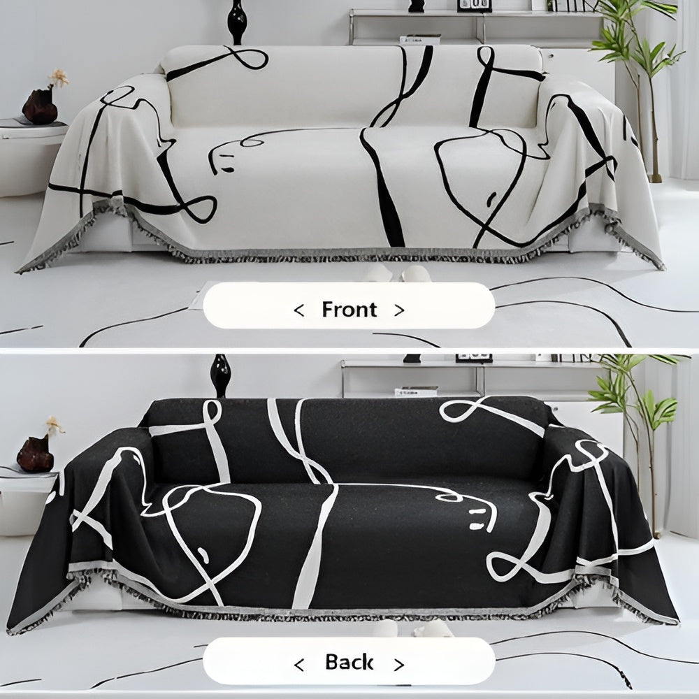 Skorter | Abstract Line Reversible Chenille Sofa Cover