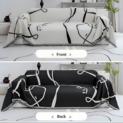 Skorter | Abstract Line Reversible Chenille Sofa Cover