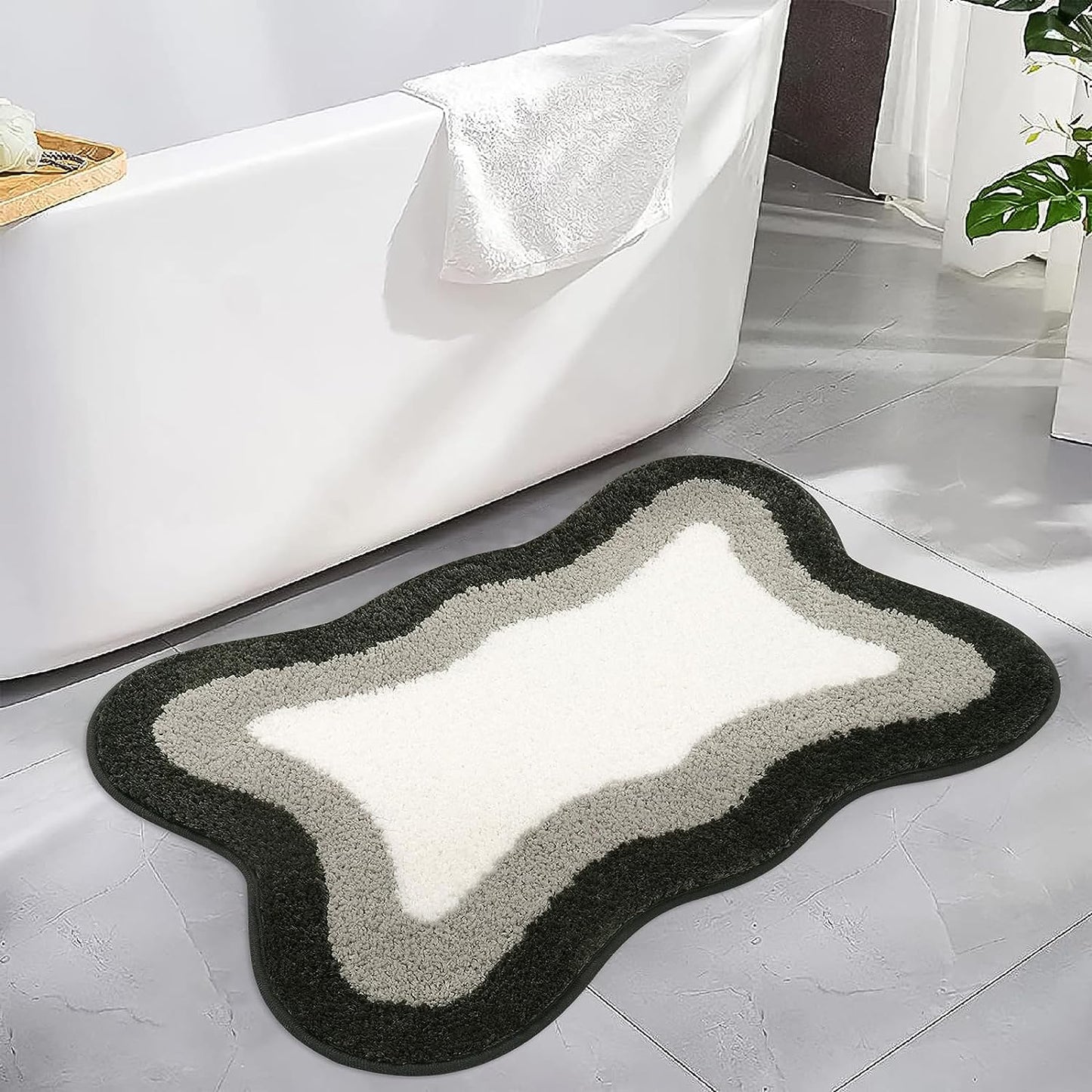 Skorter | Black Gradient Bath Mats, Carpet for Bathrooms, Cute Non-Slip Irregular Carpet for Shower Room