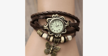 Skorter | Butterfly Wrap Watches - Multicolored Genuine Leather Snap Back Watch