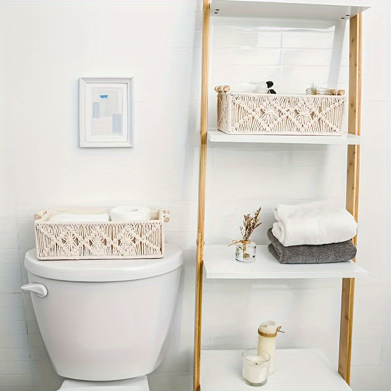 Skorter | Boho Storage Basket – Handmade Woven Organizer for Bathroom, Bedroom, and Living Room