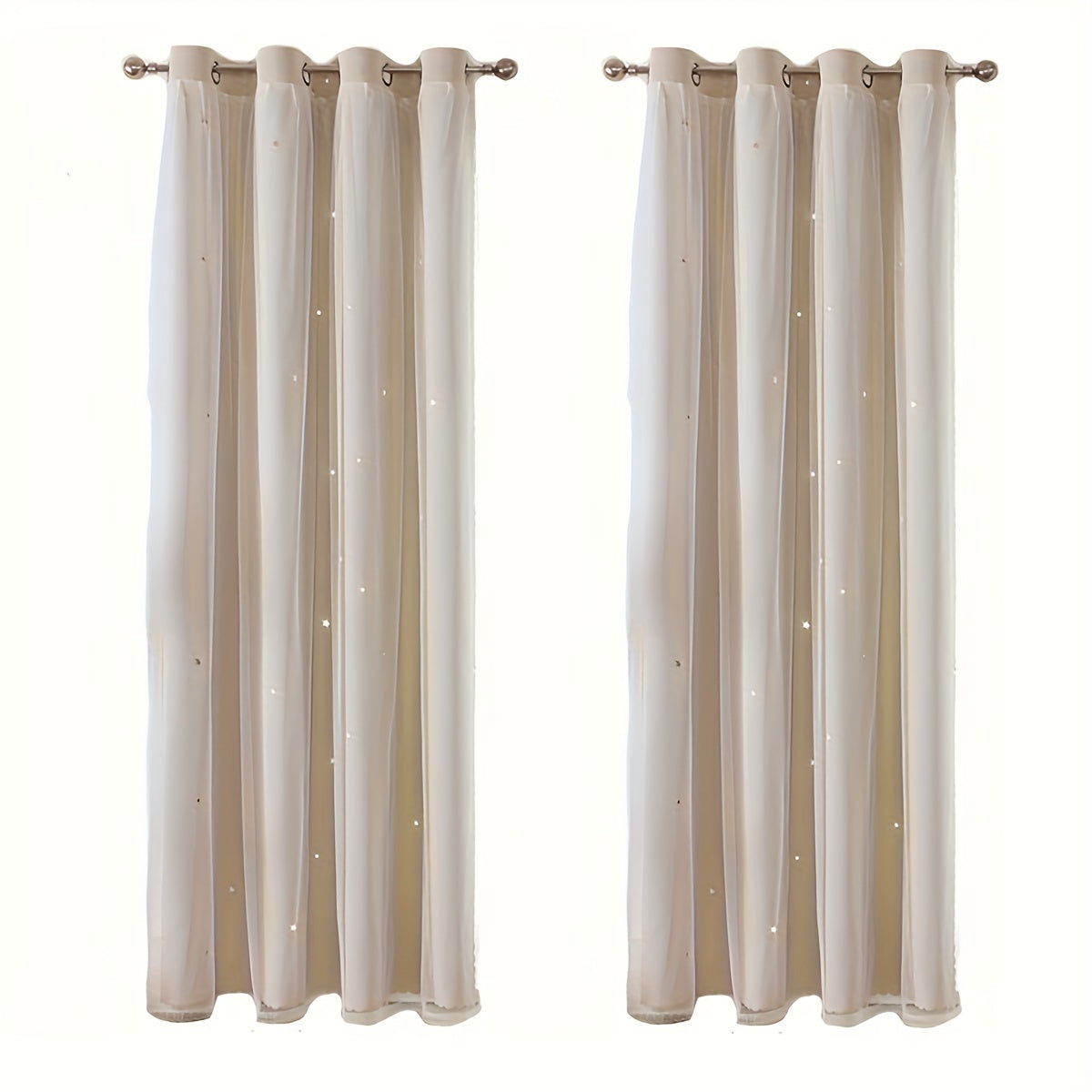 Skorter | 2-piece Set Romantic Double Layer Curtains - Semi-Blackout, Privacy Protecting