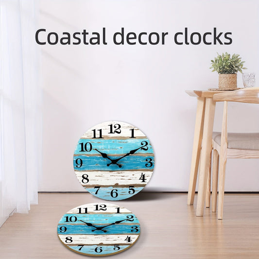 Skorter | Nautical Wall Clock - Silent Round Clock, Blue Theme for Outdoor and Indoor
