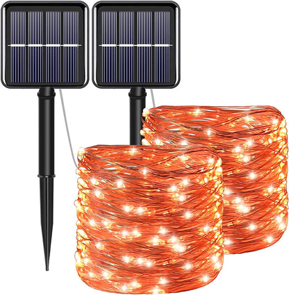 Skørter | July 4 patriotic home decorations outdoor lights - Red White Blue solar string lights, 2-pack each 100 LED 33 feet