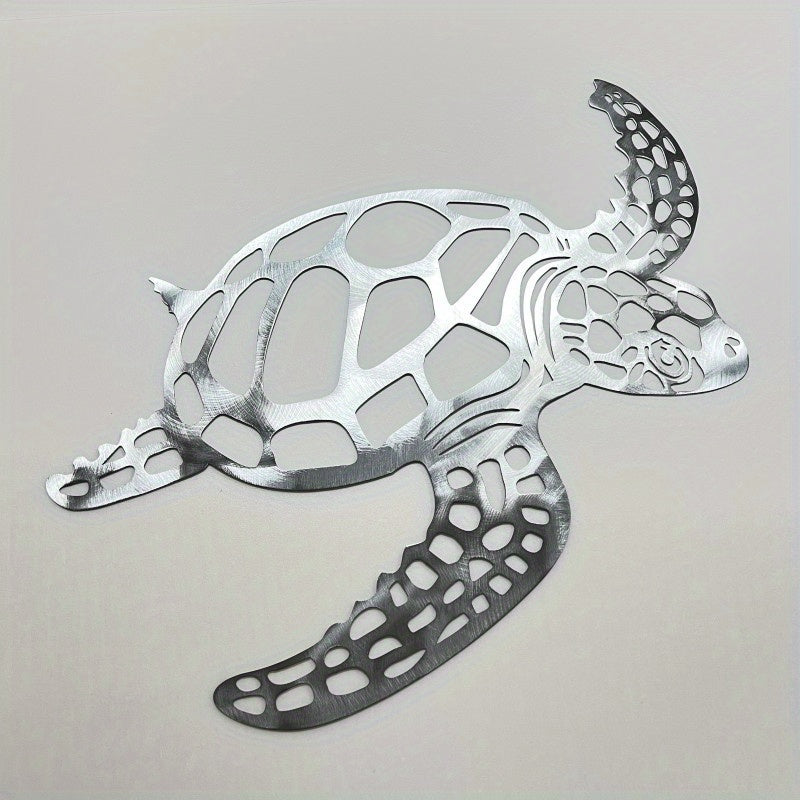 Skorter | 1 pcs Metallic Sea Turtle Wall Art - Handmade Coastal Charm for Indoor Living Room Decor - Nautical Beach Theme Artistic Accent