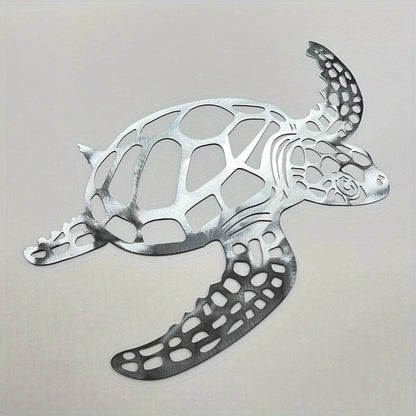 Skorter | 1 pcs Metallic Sea Turtle Wall Art - Handmade Coastal Charm for Indoor Living Room Decor - Nautical Beach Theme Artistic Accent