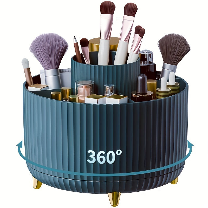 Skorter | 360° Rotation Make-up Organizer – Durable Plastic Cosmetic Storage Box with 5 Compartments