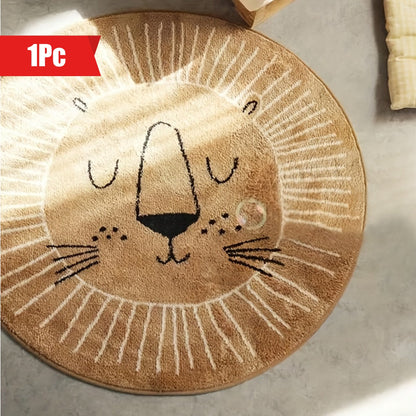 Skorter | Cute Animal Rug – Fluffy Soft Round Mat, Non-slip Plush Carpet for Children's Room and Living Room