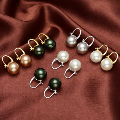 Skorter | Black Pearl Earrings  Available in White Champagne Grey Gold and Black  Pearl Dangle Earrings