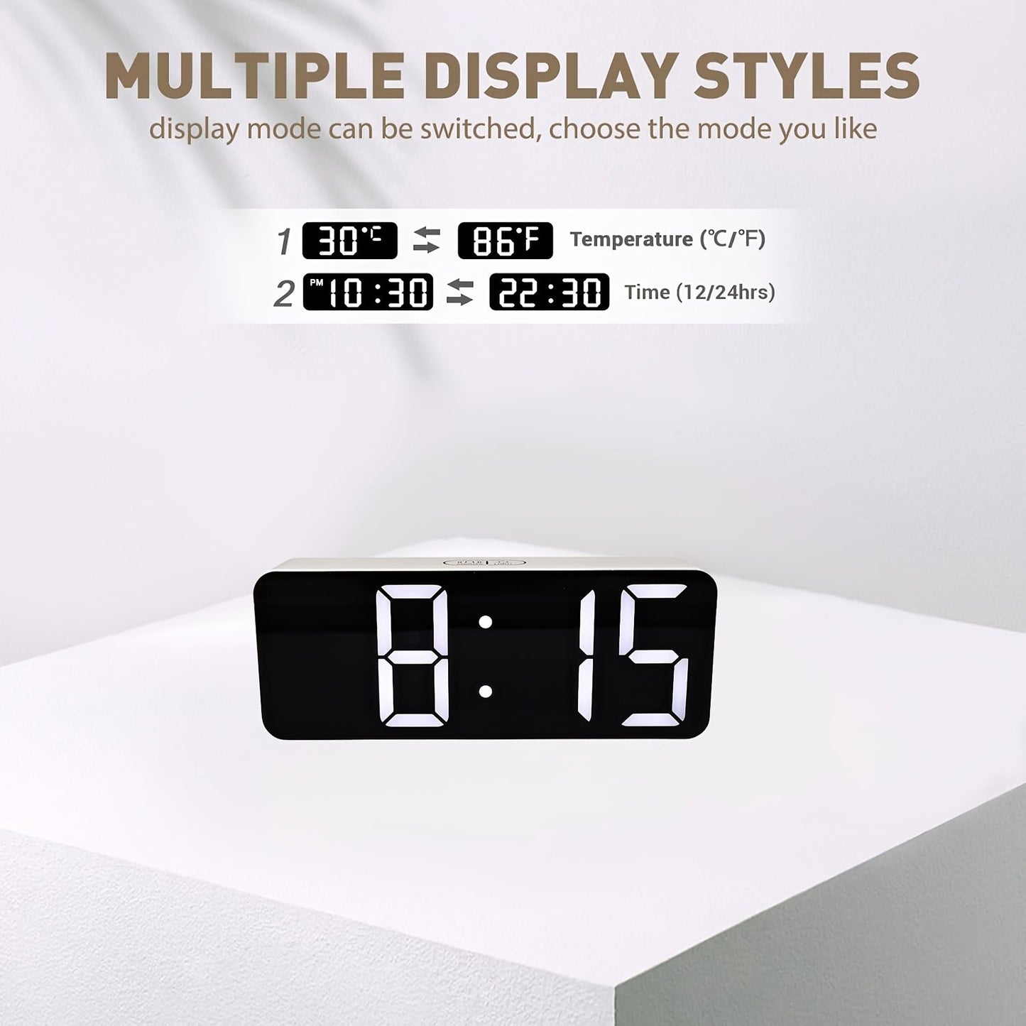 Skorter | TimeGlow - Compact LED Digital Alarm Clock with Adjustable Brightness