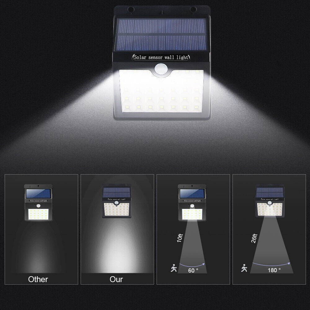 2PCS 33LED Solar Power Wall Light Waterproof Outdoor PIR Motion Sensor Path Lamp - SKØRTER
