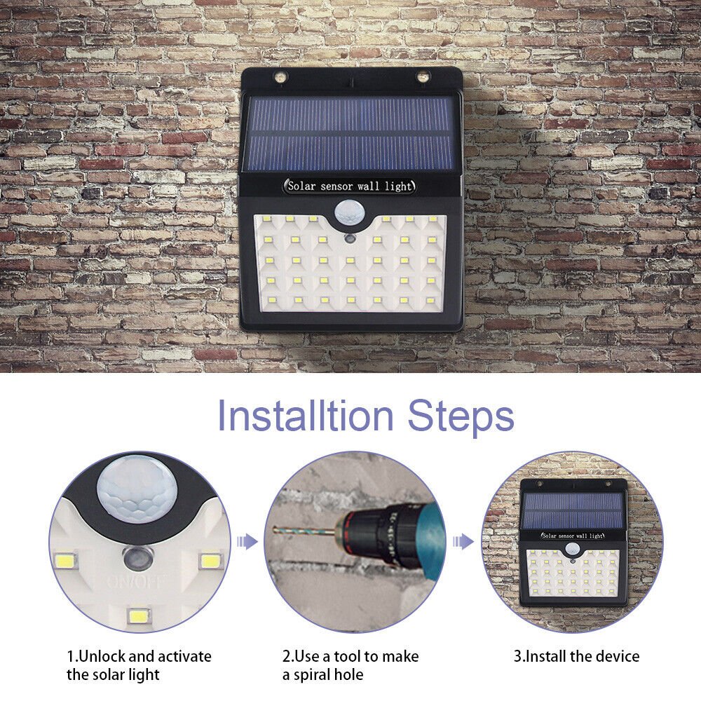 2PCS 33LED Solar Power Wall Light Waterproof Outdoor PIR Motion Sensor Path Lamp - SKØRTER