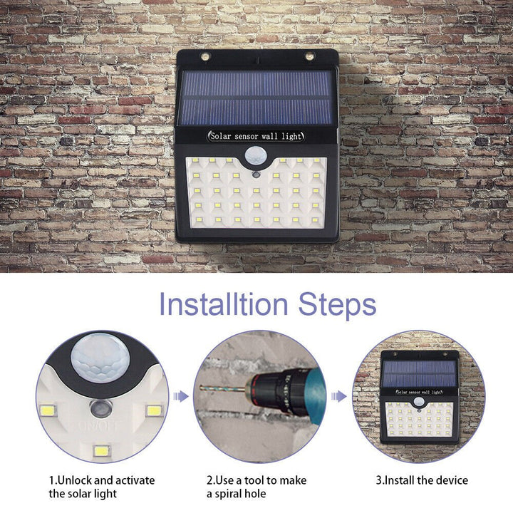 2PCS 33LED Solar Power Wall Light Waterproof Outdoor PIR Motion Sensor Path Lamp - SKØRTER