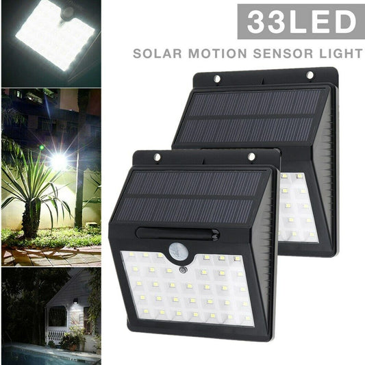 2PCS 33LED Solar Power Wall Light Waterproof Outdoor PIR Motion Sensor Path Lamp - SKØRTER